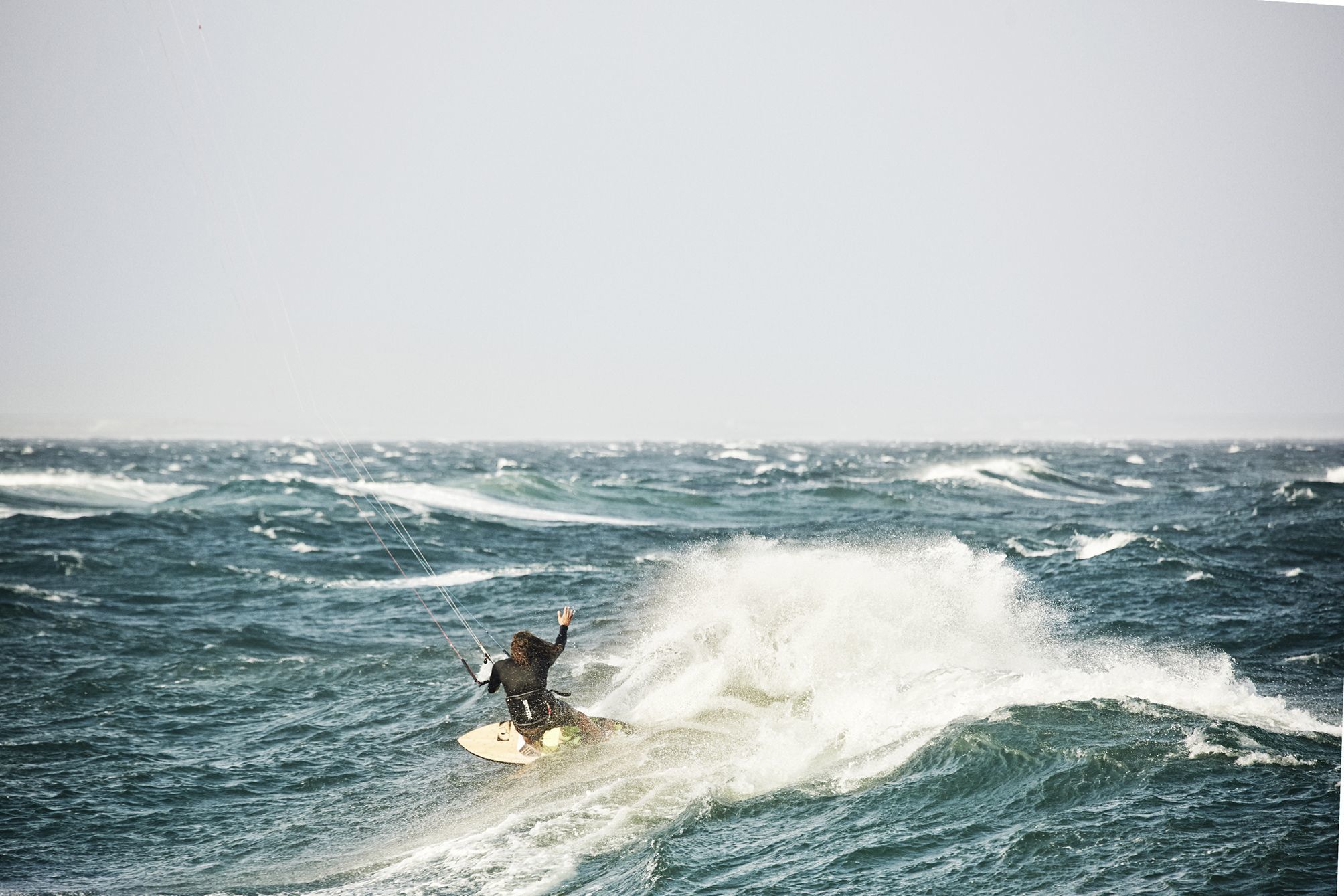 Kiter riding the waves in South africa